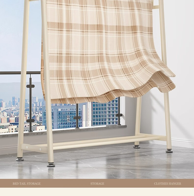 Shanshan Wooden Floor-Standing Clothes Hanger Coat Rack Bedroom Garment Rack Mobile Balcony Storage Shelf 25