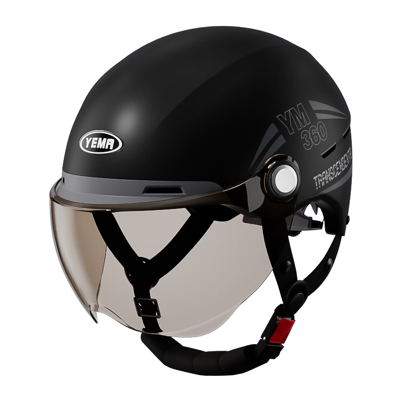 YEMA 3C Certified Electric Vehicle Helmet Unisex Summer Sun Protection Lightweight Motorcycle Half Helmet Four Seasons Universal Riding Electric Scooter Safety Helmet 360S Pia Black + Brown Short Viso
