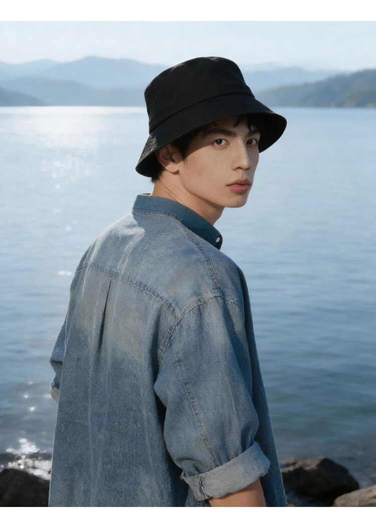 Zhenxiang Men's Solid Color Simple Versatile Bucket Hat Sun Protection UV Protection Summer Spring P1179 14