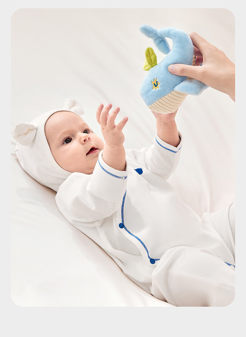 Babycare Soft Long Sleeve Romper Baby Jumpsuit Infant Clothing Qingchuan Blue [Middle Opening] 73cm 41