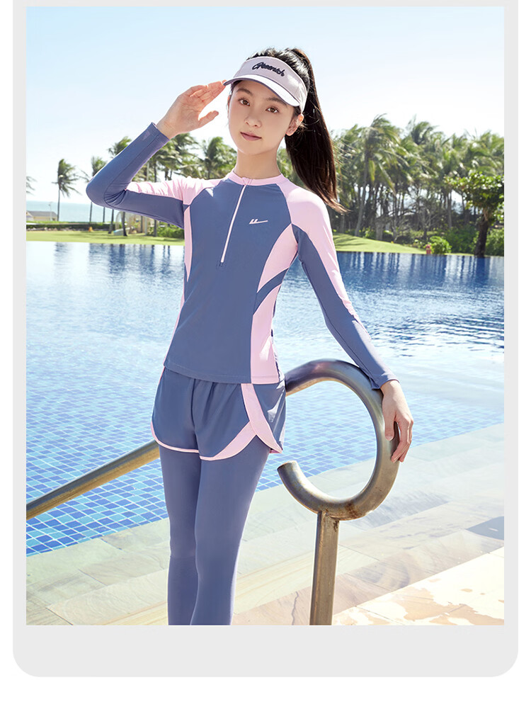 Warrior Children's Two-Piece Long Sleeve Long Pants Swimsuit for Older Kids Hot Spring Girls Swimsuit 36135H2K Pink Blue Size 120 11