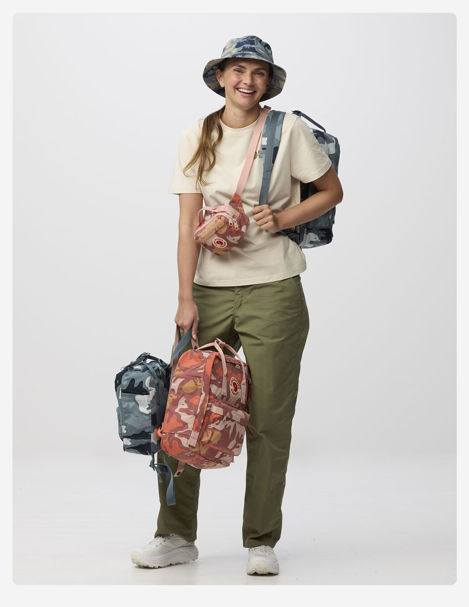 Fjällräven Kånken Animal Pattern Camouflage Art Backpack 23200357-302-986 Pink Rose 7L 14