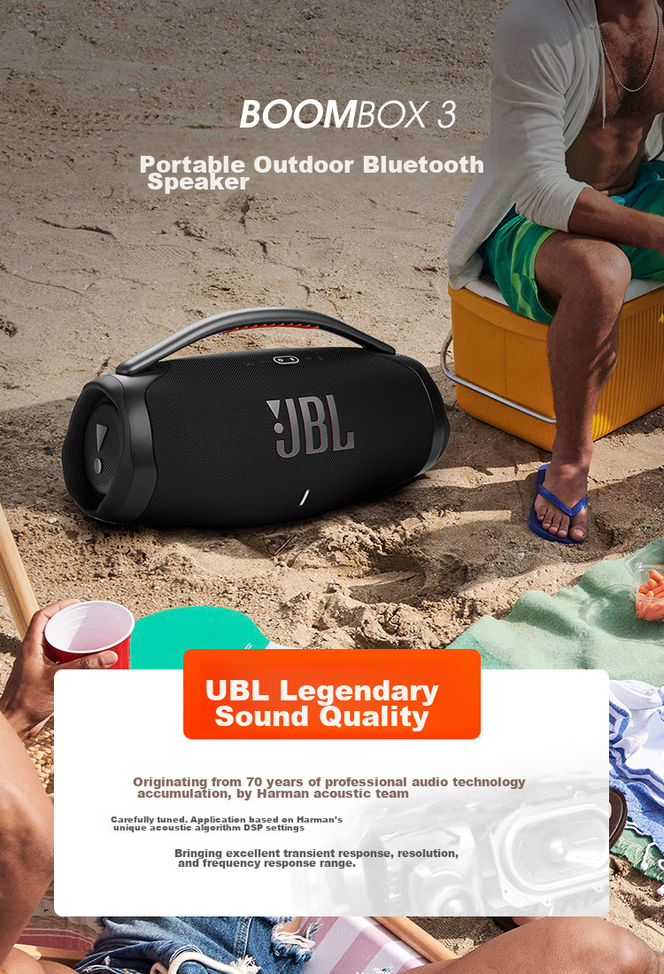 JBL BOOMBOX3 Portable Bluetooth Speaker, Outdoor Square Dance Loudspeaker, IP67 Dust And Water Resistant, HiFi Desktop Speaker 4, Black 2