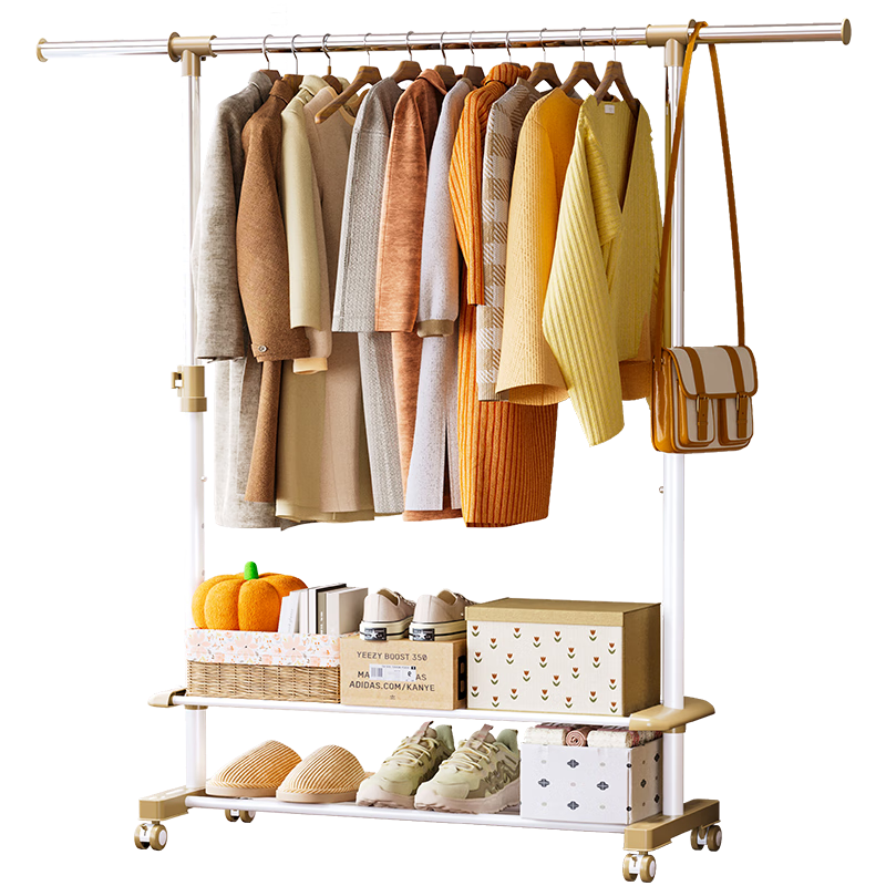 Yicainianhua Clothes Drying Rack, Floor-Standing Single Pole, Simple Dormitory Hanger, Indoor Clothes Rack, Balcony Bedroom Movable Drying Rack, 2518