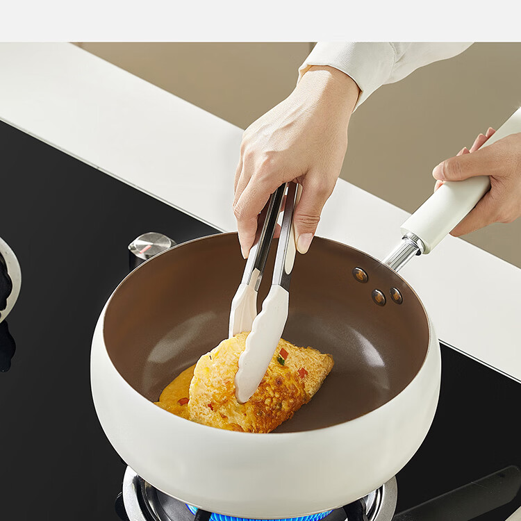 Carote Titanium Ceramic Non-Stick Wok Large Belly Pan 28cm Flat Bottom Stir-Fry Pan for Gas and Induction Cooktops 4