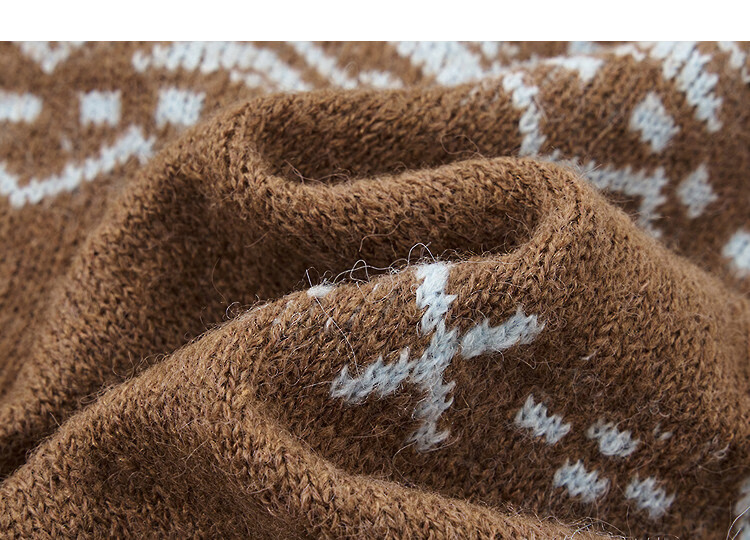 Demana Autumn Fair Isle Wool Blend Jacquard Cardigan Loose Knit Sweater for Women 13