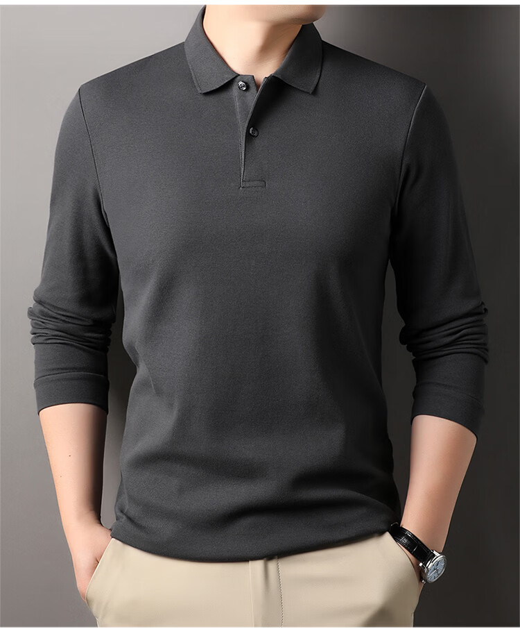 ROMON 100% Cotton Short Sleeve Men's Classic Business Polo Shirt Casual Solid Color Base Layer Black 3XL 20