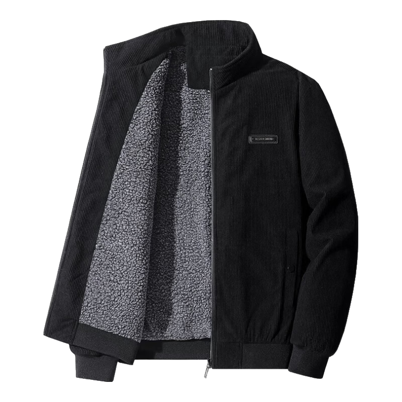MiiOW Cotton Jacket for Men, Autumn And Winter Fleece-Lined Thick Coat, Sheepskin Casual Jacket, Warm Outerwear for Young And Middle-Aged, Gray, XL