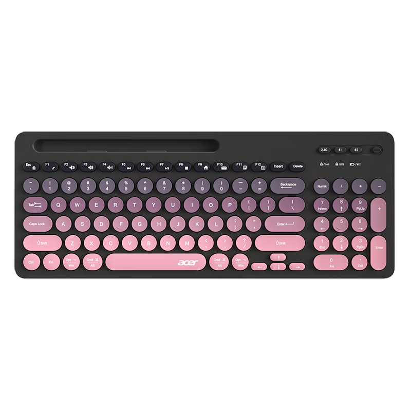Acer Wireless Bluetooth Dual-Mode Keyboard OKR281 Slim Ergonomic Office Home Business Computer Laptop Mobile Tablet Universal Blackberry Pink