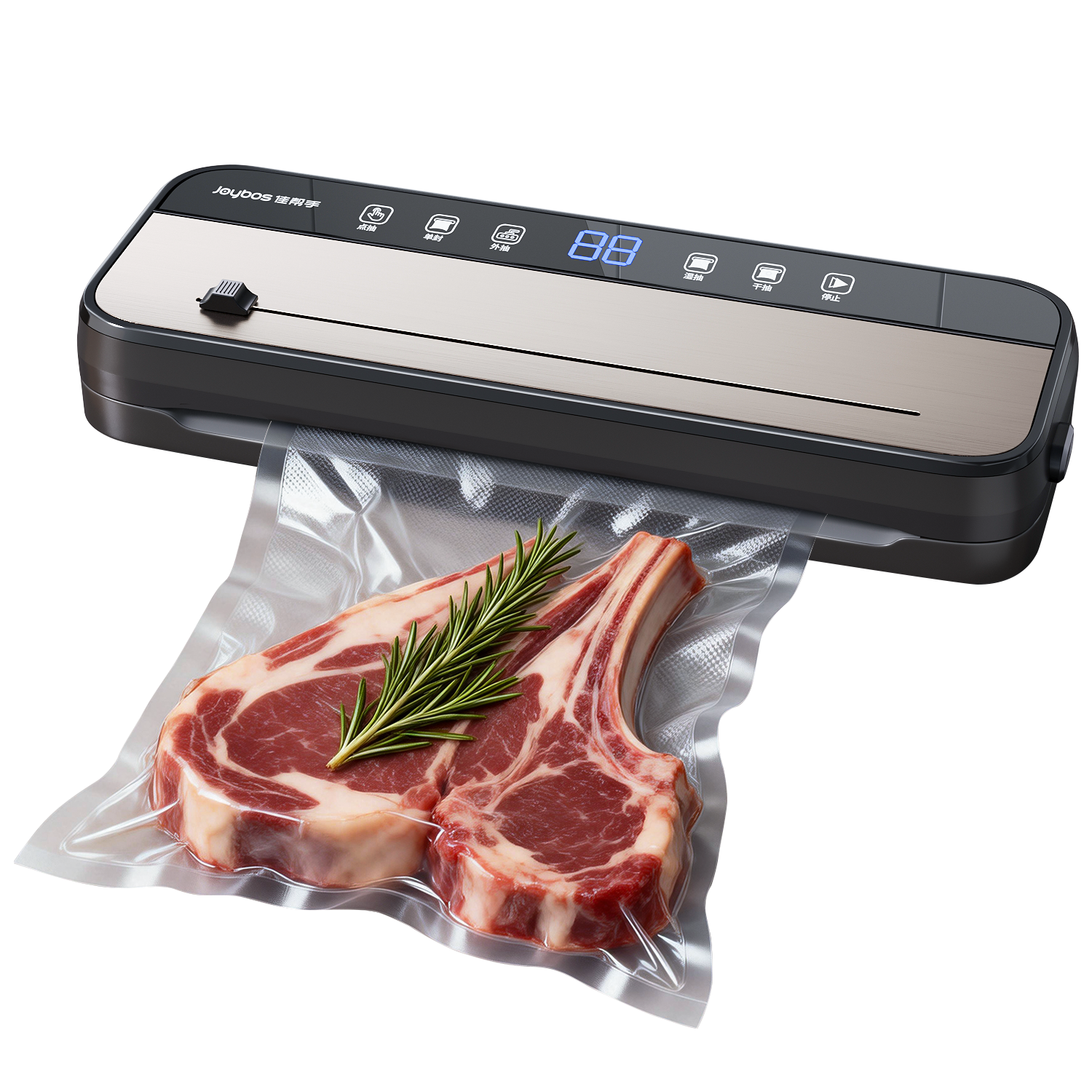 Jiabangshu Fully Automatic Vacuum Sealer Food Vacuum Packaging Machine High Suction Food Sausage Meat Preservation Sealing Machine