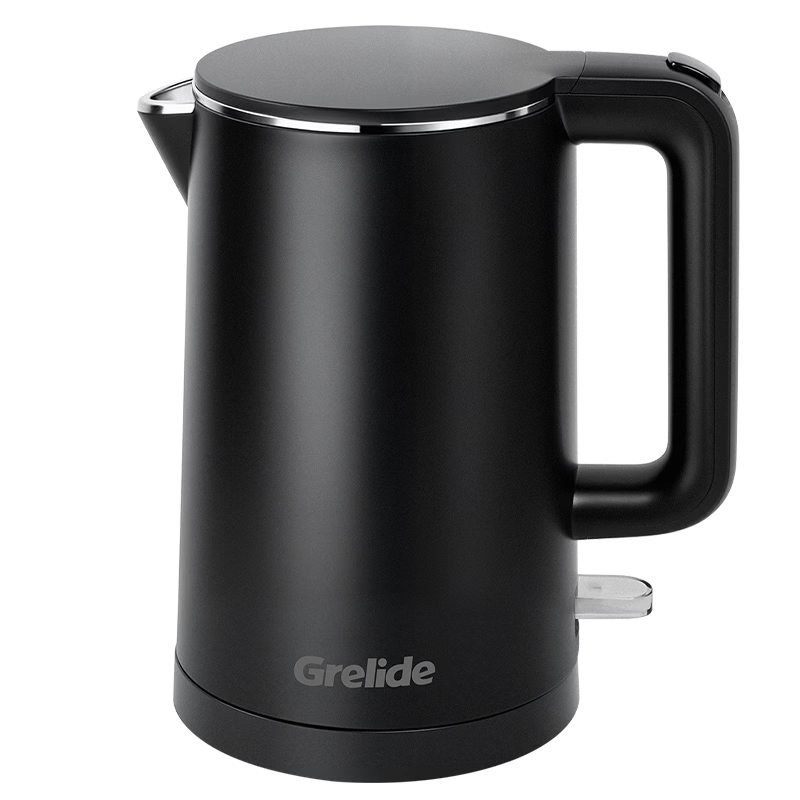 Grelide Electric Kettle, 1000W Low Power, Hotel Kettle, 1L Dormitory Electric Kettle, 304 Stainless Steel Seamless Inner Tank, Hot Water Kettle, Anti-Scalding Boiling Water Kettle, HD1010 Black