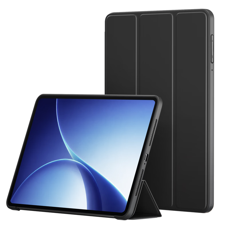 BIAZE Case for 2025 OPPO Pad Air5 12.1-inch Tablet, Tri-fold Stand Full Coverage Slim Shockproof PB648 - Diamond Black