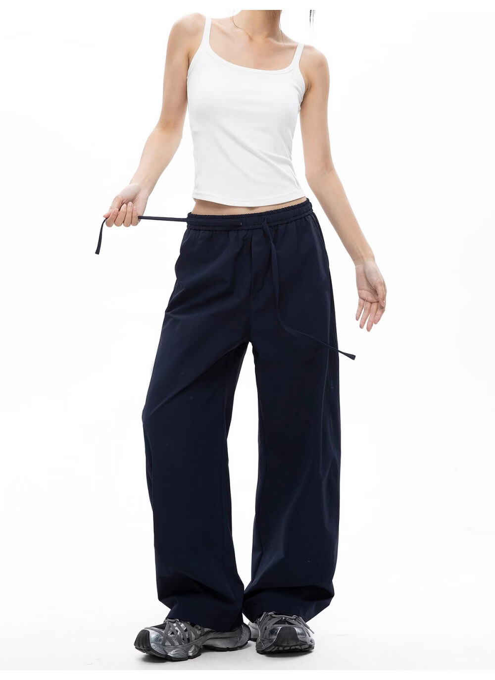 ICH MODE Women's American Style Straight White Pants Thin Loose Popular Cargo Sports Casual Pants White XL 13