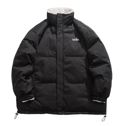 NASA MARVEL Men's Cotton Padded Jacket Winter Thickened Trendy Reversible American Style Sherpa Couple Coat Khaki 2XL