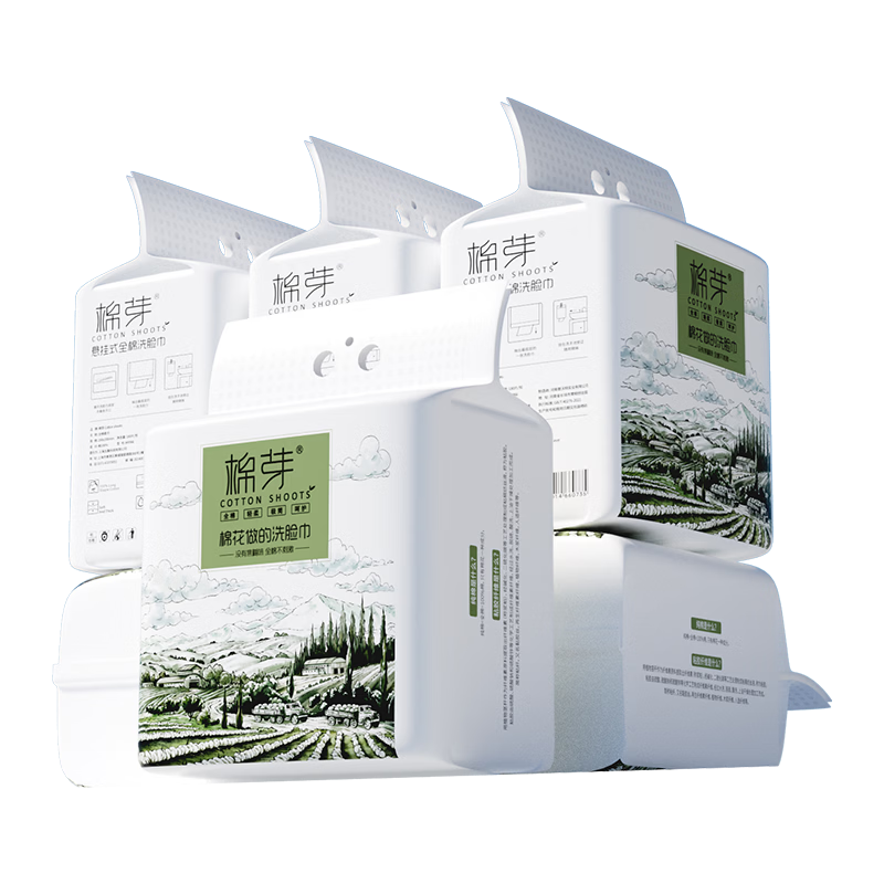 Mianya 100% Cotton Facial Wipes 180 Sheets x 6 Packs Disposable Pure Cotton Soft Thickened Face Towels