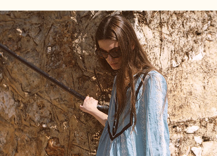 AtlanticBeach New French Style Seaside Vacation Dress Women Autumn Loose V-Neck Embroidered Mid-Length Cover-Up Sun Protection Wrap Dress 11
