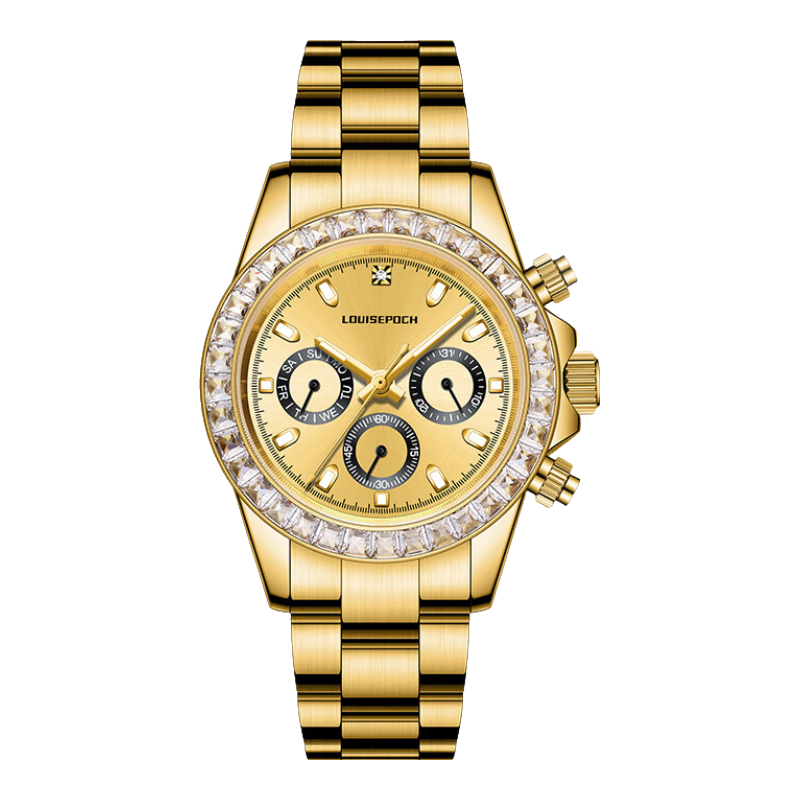 LOUISEPOCH Men's Mechanical Watch Automatic Luminous Waterproof Gold Men's Watch Student New Year Gift for Husband