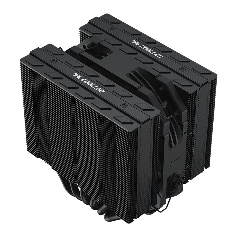 COOLLEO Yitian FF135 Black Edition Dual Tower 6 Heat Pipe CPU Air Cooler 135mm High Desktop PC Case Full Reflow FDB Silent Fan Cooling