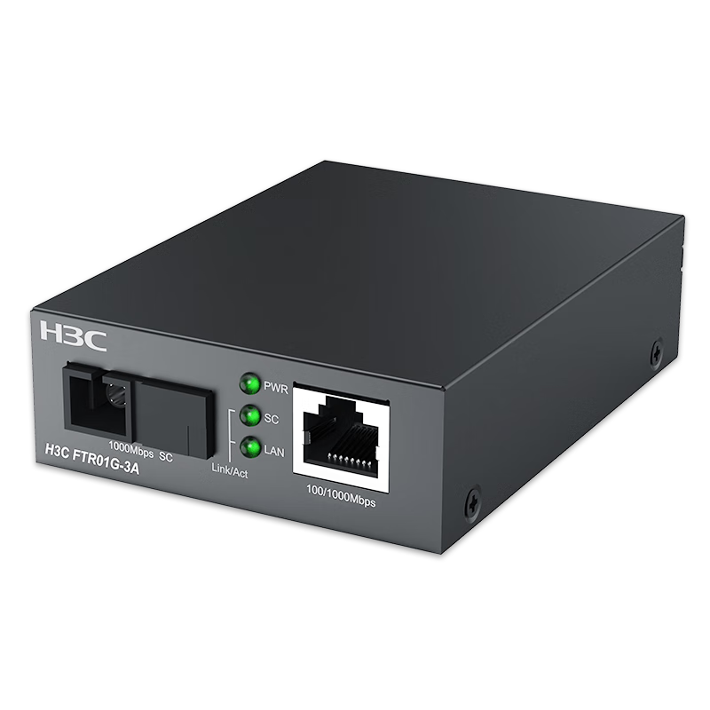 H3C Fiber Optic Transceiver, Gigabit Single-Mode Single-Fiber Optical-Electrical Converter, 3 Kilometers SC Interface (Single Unit), FTR01G-3A
