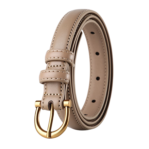 CARTELO Women's Leather Belt, Cowhide Waistband, Round Buckle, Slim Style Skirt Belt, Simple Versatile Pin Buckle Gift