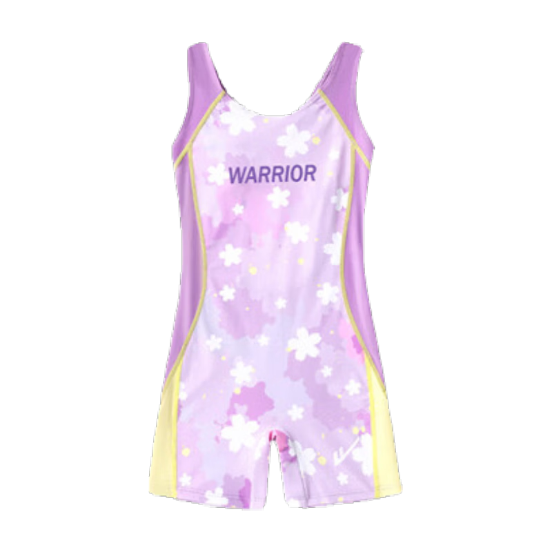 Huili Children's Swimsuit, Girls' Professional Racing Swimwear, One-Piece Square Leg Design, Model 35344H1I, Purple, Size 120