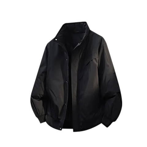 Mark Fairwhale Men's Cotton Jacket Autumn Winter Outdoor Casual Stand Collar Windproof Warm Cotton Coat Black 2XL