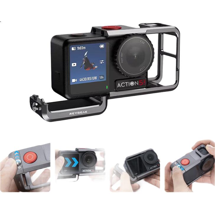 Защитный металлический каркас REYGEAK для DJI Action 5 Pro/4/3, ультралегкий, для съемки на открытом воздухе