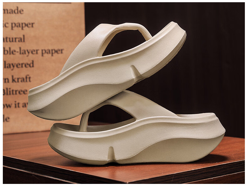 JEEP Women's New Herringbone Flip Flops Outdoor Casual Thick Sole Height Increasing 7cm Black Size 37-38 17