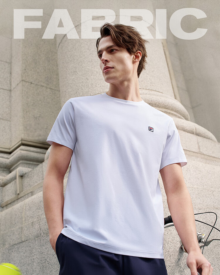 FILA Official Men's Short Sleeve T-Shirt 2026 Summer Tennis Moisture-Wicking Quick-Dry Knit Sun Protection Crew Neck Top 5