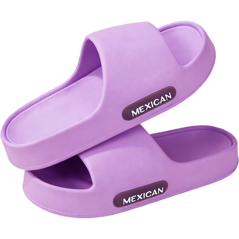 MEXICAN Men's and Women's Antibacterial Summer Slippers Non-Slip Bathroom Indoor Quiet Couple Sandals Purple Size 44-45
