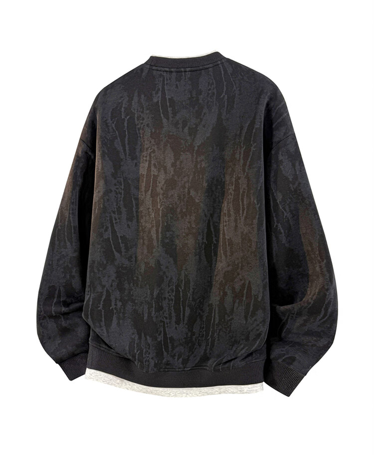 JEEP SPIRIT Men's Spring Loose Fit Casual Two-in-One Tie-Dye Long Sleeve Sweatshirt Black 2XL 9