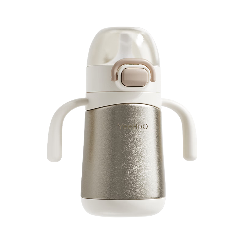 YEEHOO Infant Thermos Bottle Baby Water Cup Over 6 Months Pure Titanium Straw Learning Drinking Insulated Milk Bottle