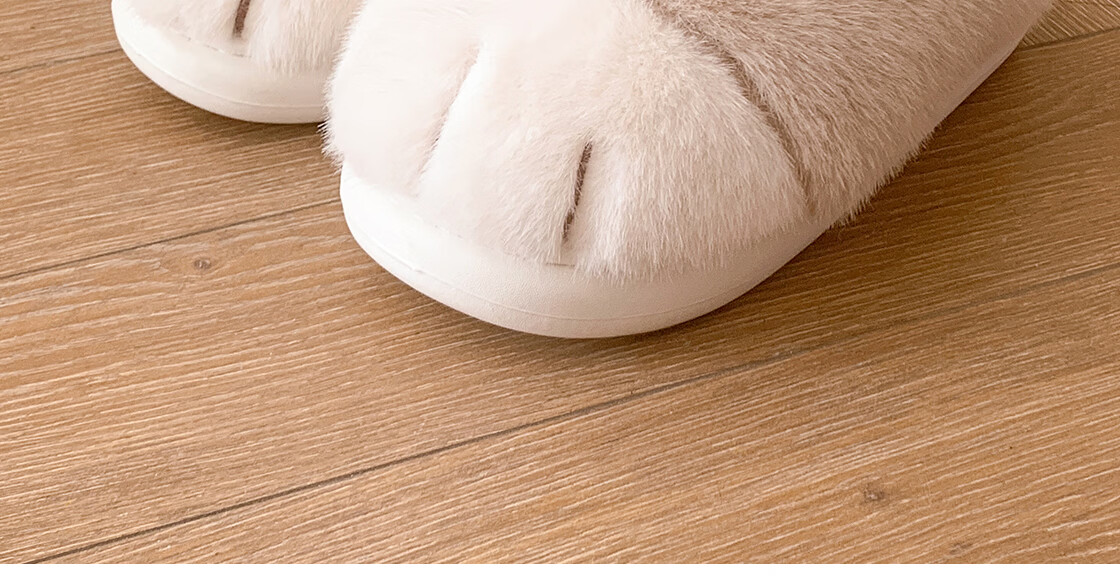 MINISO Cute Bear Claw Fleece-Lined Thickened Cotton Shoes, Adorable Wearable Home Slippers, Khaki (Cotton Shoes Style) Size 40-41 3