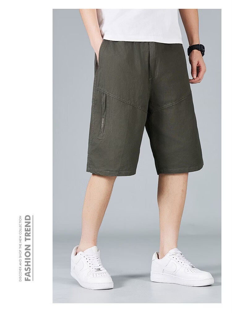 RED DRAGONFLY Men's Summer Thin Cotton Casual Fashion Cool Comfortable Breathable Versatile Army Green Capri Shorts XL 12