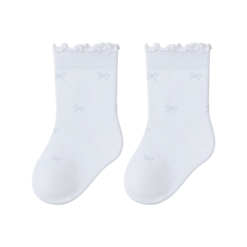Growth Baby Socks Summer Thin Mesh Breathable White Ruffled Edge Cotton Seamless Mid-Calf Socks for Girls