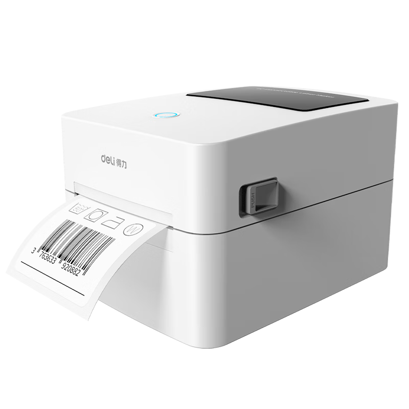 Deli DL-888F(NEW) White High-Speed Thermal Label Printer 108mm Commercial Office Adhesive Barcode Printer USB Version for Express Warehouse Logistics Shipping Labels