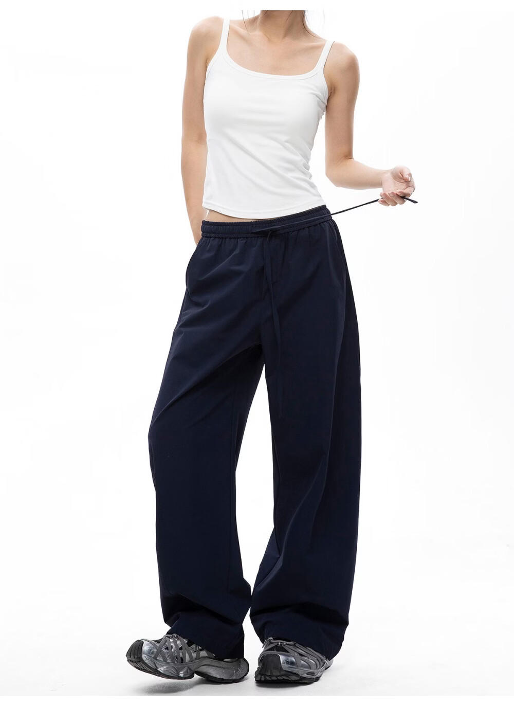 ICH MODE Women's American Style Straight White Pants Thin Loose Popular Cargo Sports Casual Pants White XL 15