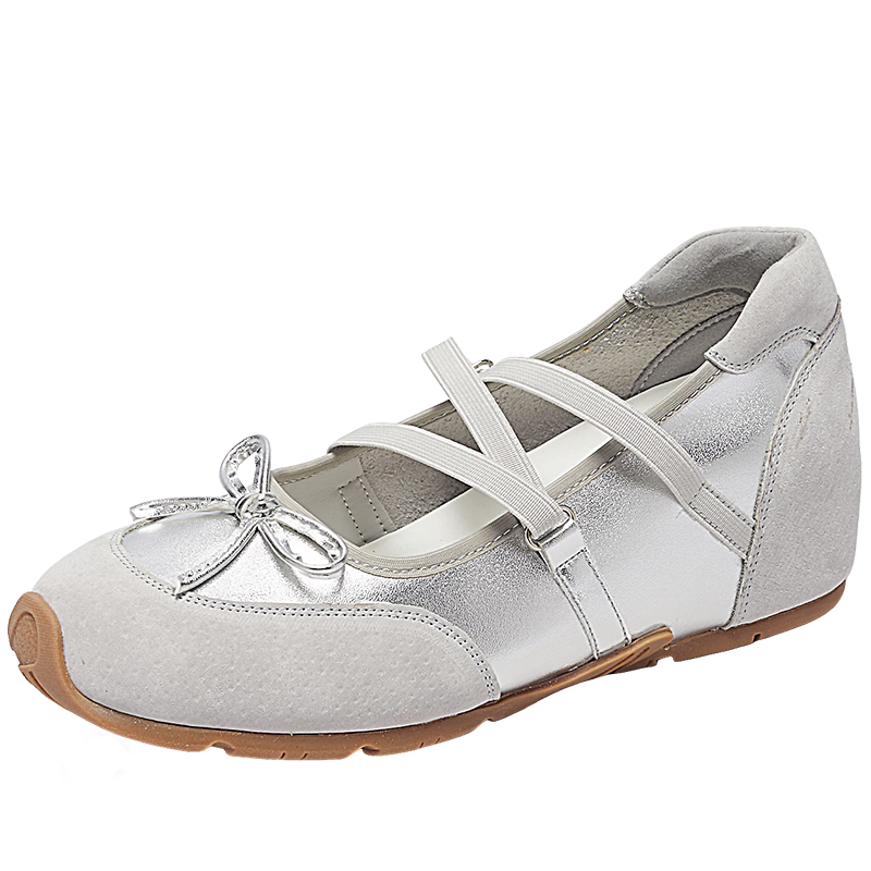 DAPHNE Silver Sports Mary Jane Shoes for Women, New Summer 2026 Casual Shoes with Hidden Heel, Ballet Flats to Match Dresses