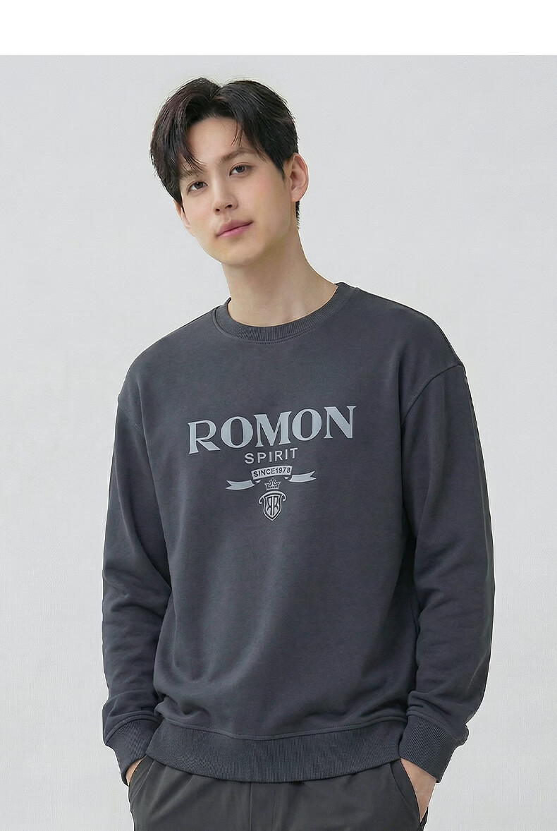 ROMON Men's Sweatshirt, Long-Sleeve Round Neck, Spring And Autumn Season, Zodiac Year Red Base Layer, Casual Wear, Pullover Loose T-Shirt Top 11