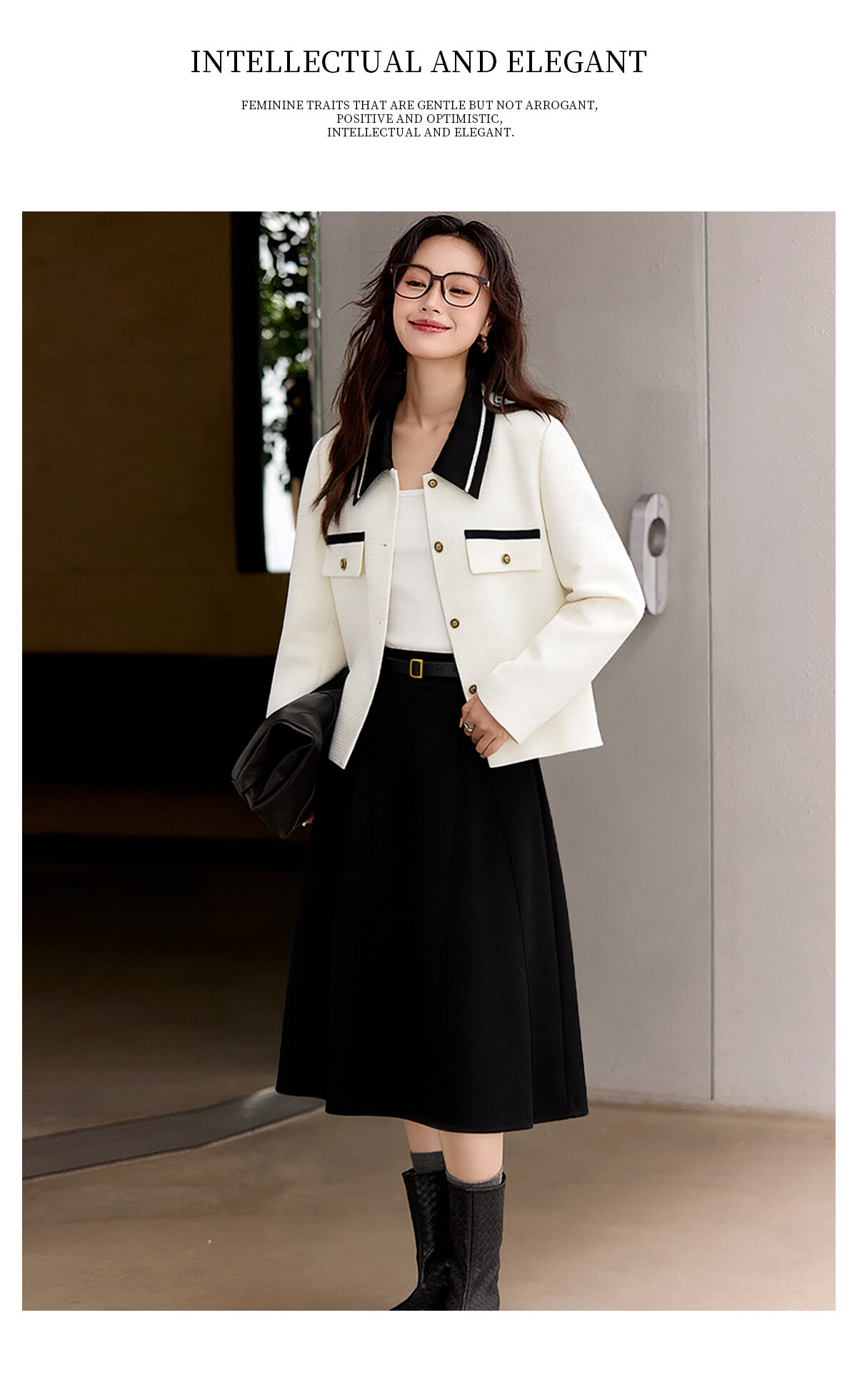 Chushen Spring and Autumn Short Jacket Women Fashion Color-Block Textured Fabric Commuter Short Coat Top S143U3003 13