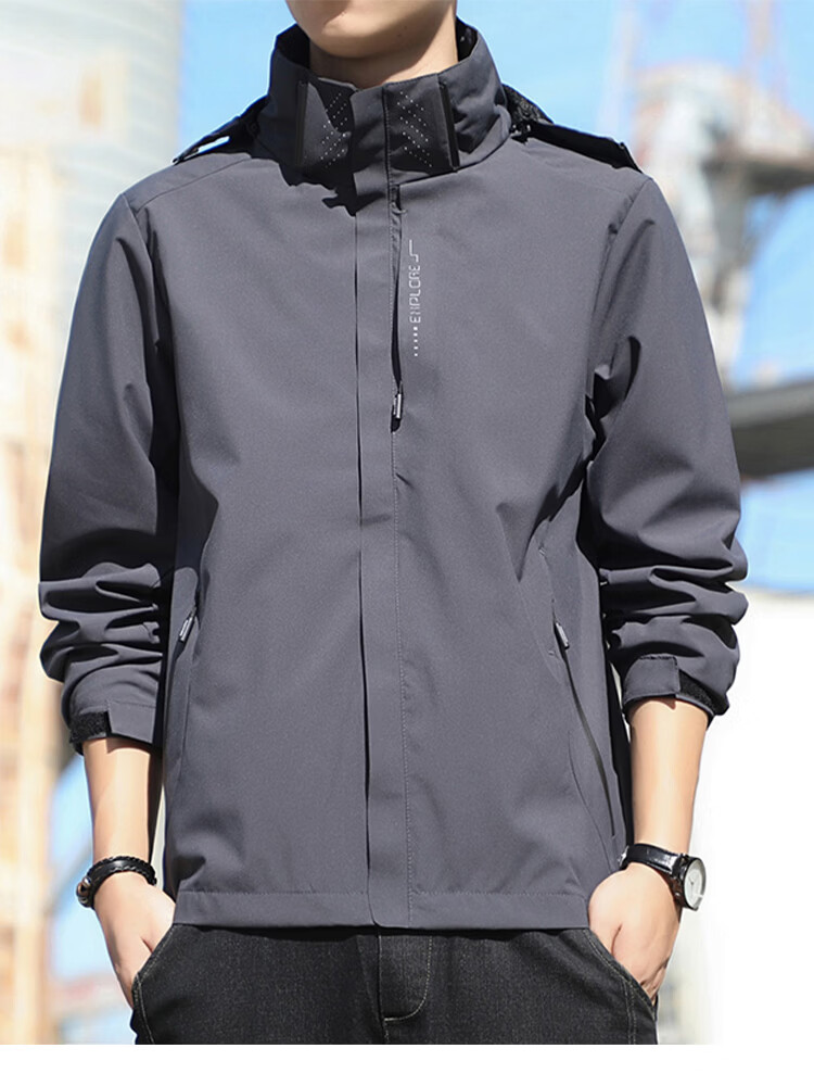 RED DRAGONFLY Men's Autumn Winter Windproof Waterproof Fashion Versatile Outdoor Hiking Mountaineering Jacket Black 2XL 19
