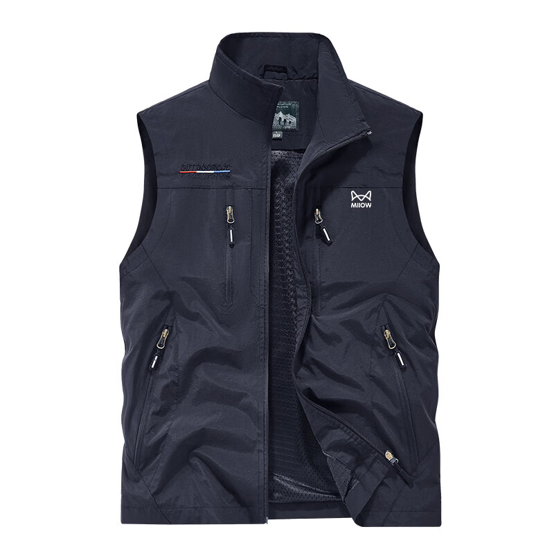 Miiow Men's Autumn Winter Casual Loose Fleece-Lined Thickened Outdoor Vest Navy Blue Fleece XL 5