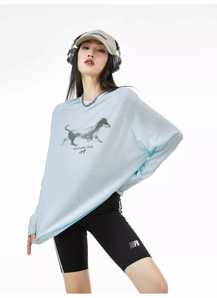 ICH MODE American-Style Physical Sun Protection Long-Sleeve T-Shirt, Thin Cool-Feeling Cover-Up for Women, Spring And Summer New Loose Top, Pink, L 8
