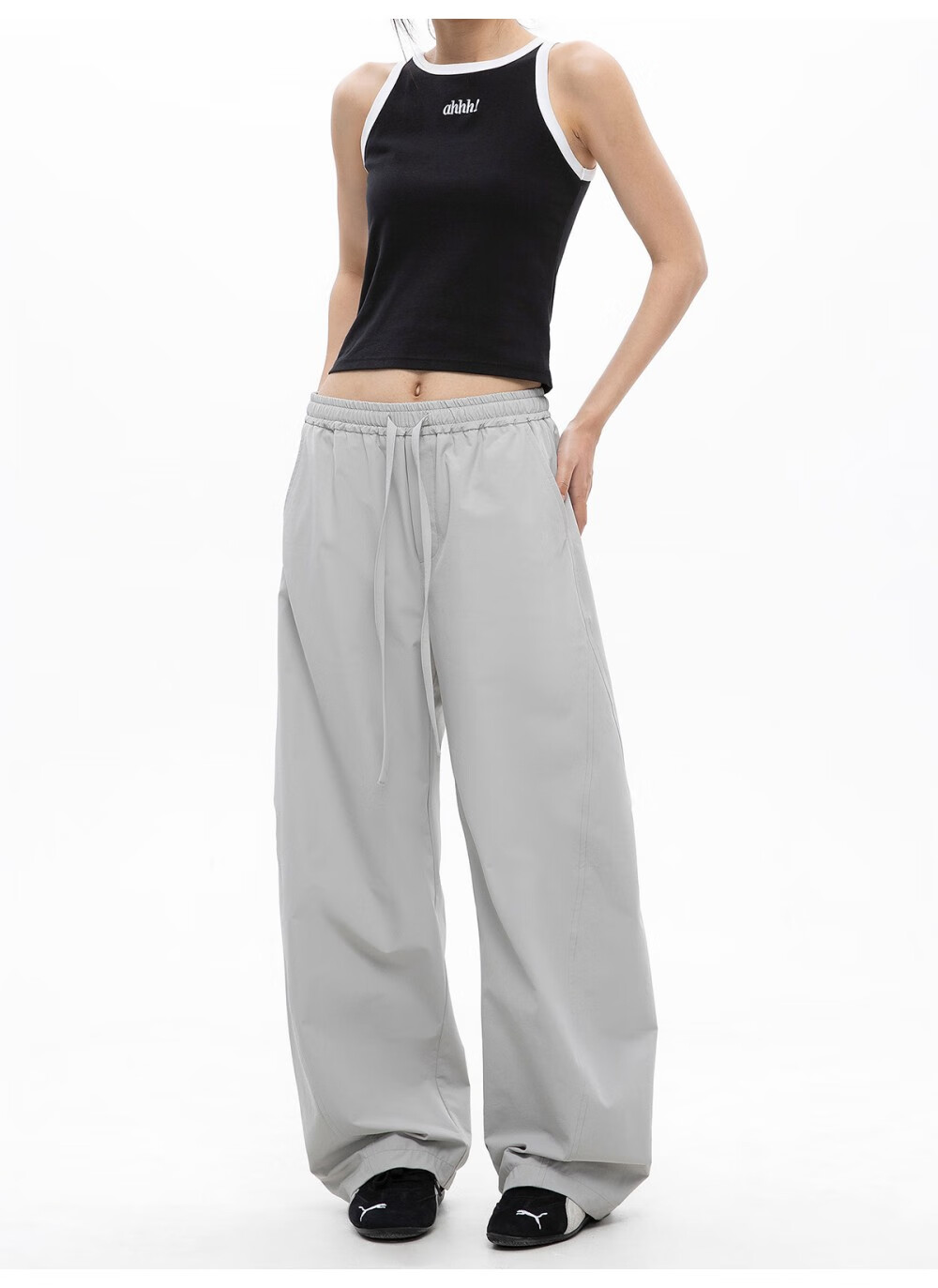 ICH MODE Women's American Style Straight White Pants Thin Loose Popular Cargo Sports Casual Pants White XL 7