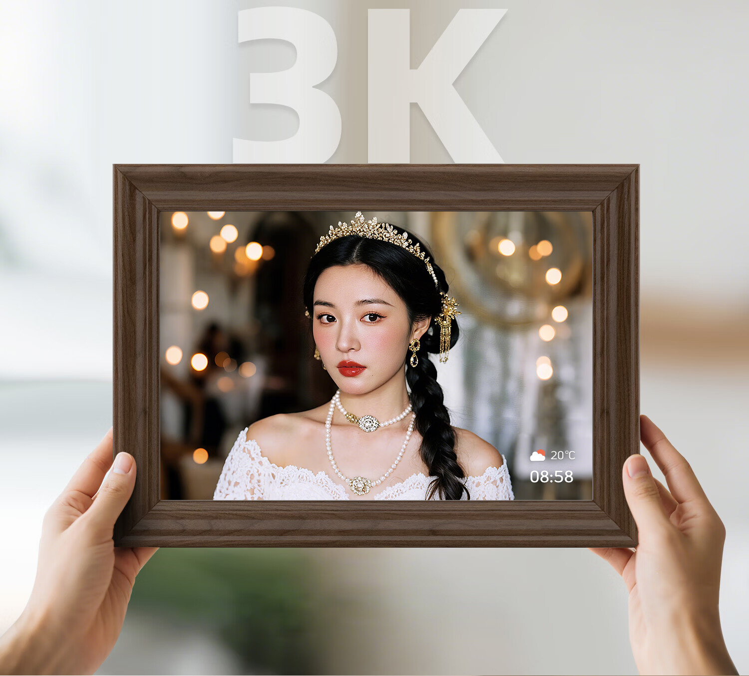 Nishi 8-inch Walnut Digital Photo Frame Smart Cloud Album HD Touchscreen Display Player Desktop Picture Frame Housewarming Wedding Engagement Elder Birthday Gift 5