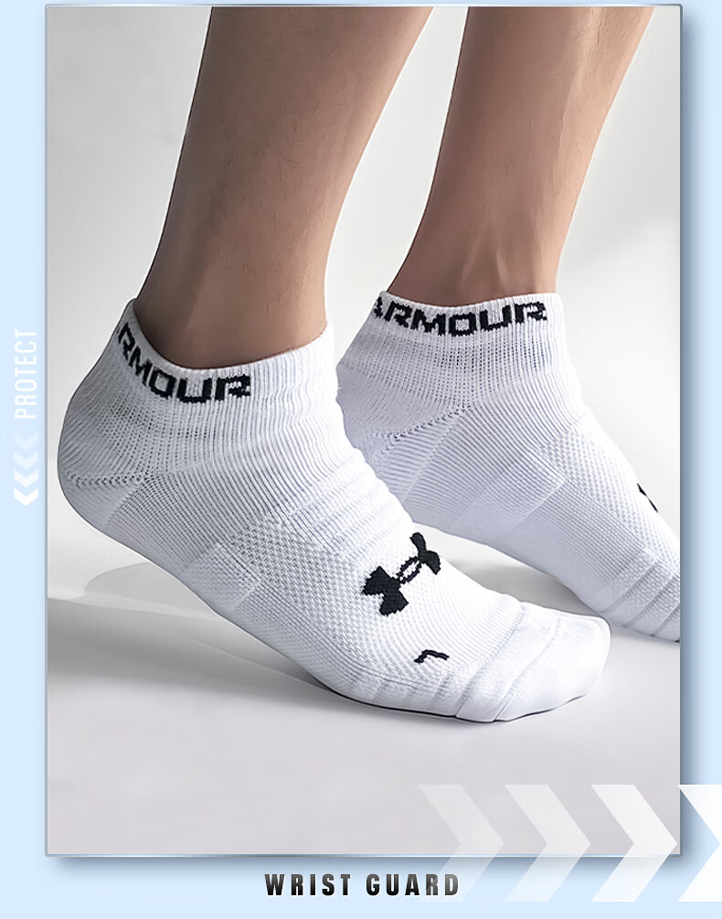Under Armour Socks No-Show Socks [3 Pairs] Basketball Badminton Sports Socks for Men and Women Running Thin Anti-Odor Terry Short Cotton Socks 17