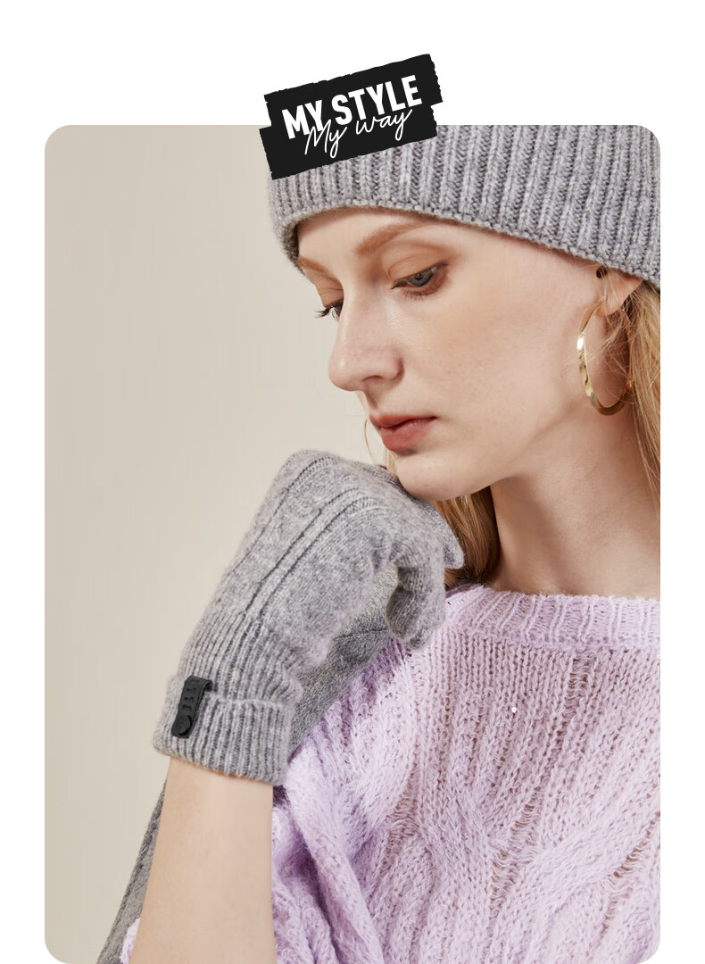 ELLE 100% Wool Gloves Women Autumn Winter Outdoor Warm Fashion Knitted Touchscreen Compatible Driving Student Christmas 5