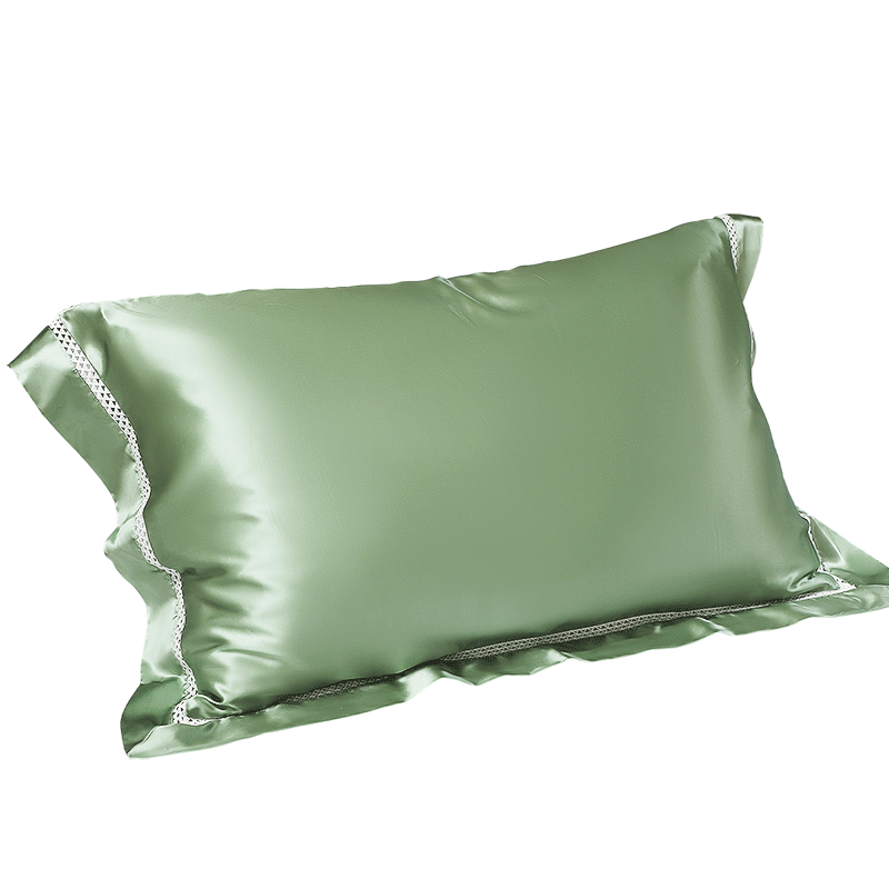 Fuanna Home Textile Pillowcase 19 Momme Silk Pillowcase Class A Silk Cotton Satin Single Pillowcase 74x48cm Kawhi Green