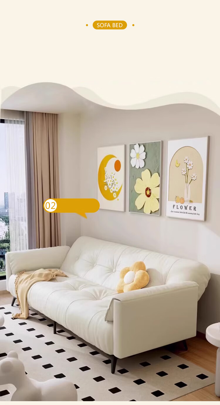 L&S Convertible Sofa Bed Foldable Sofa Cat Scratch-Resistant Cream Cloud Sofa S383 Green 1.8m Armless 4