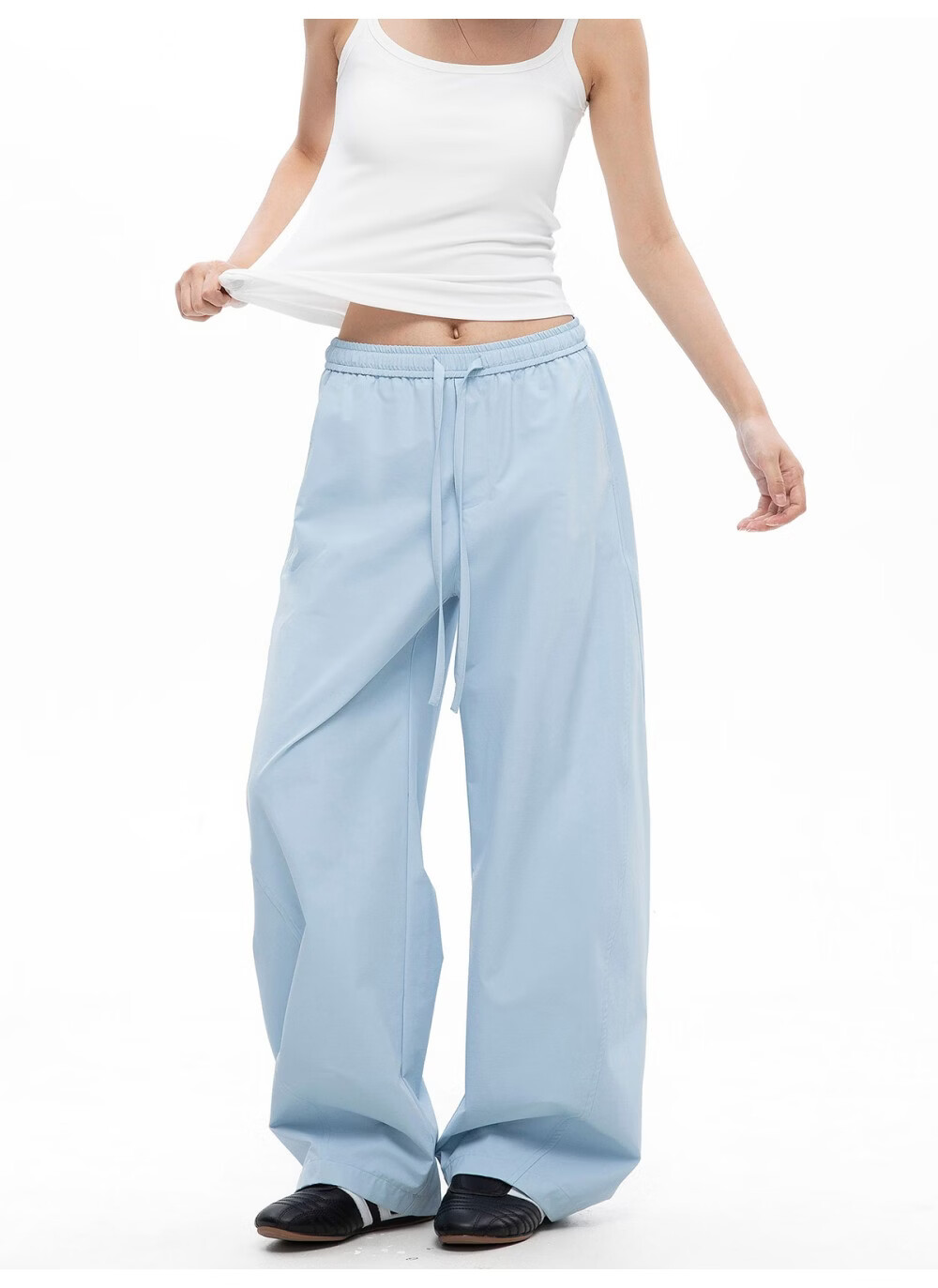 ICH MODE Women's American Style Straight White Pants Thin Loose Popular Cargo Sports Casual Pants White XL 18